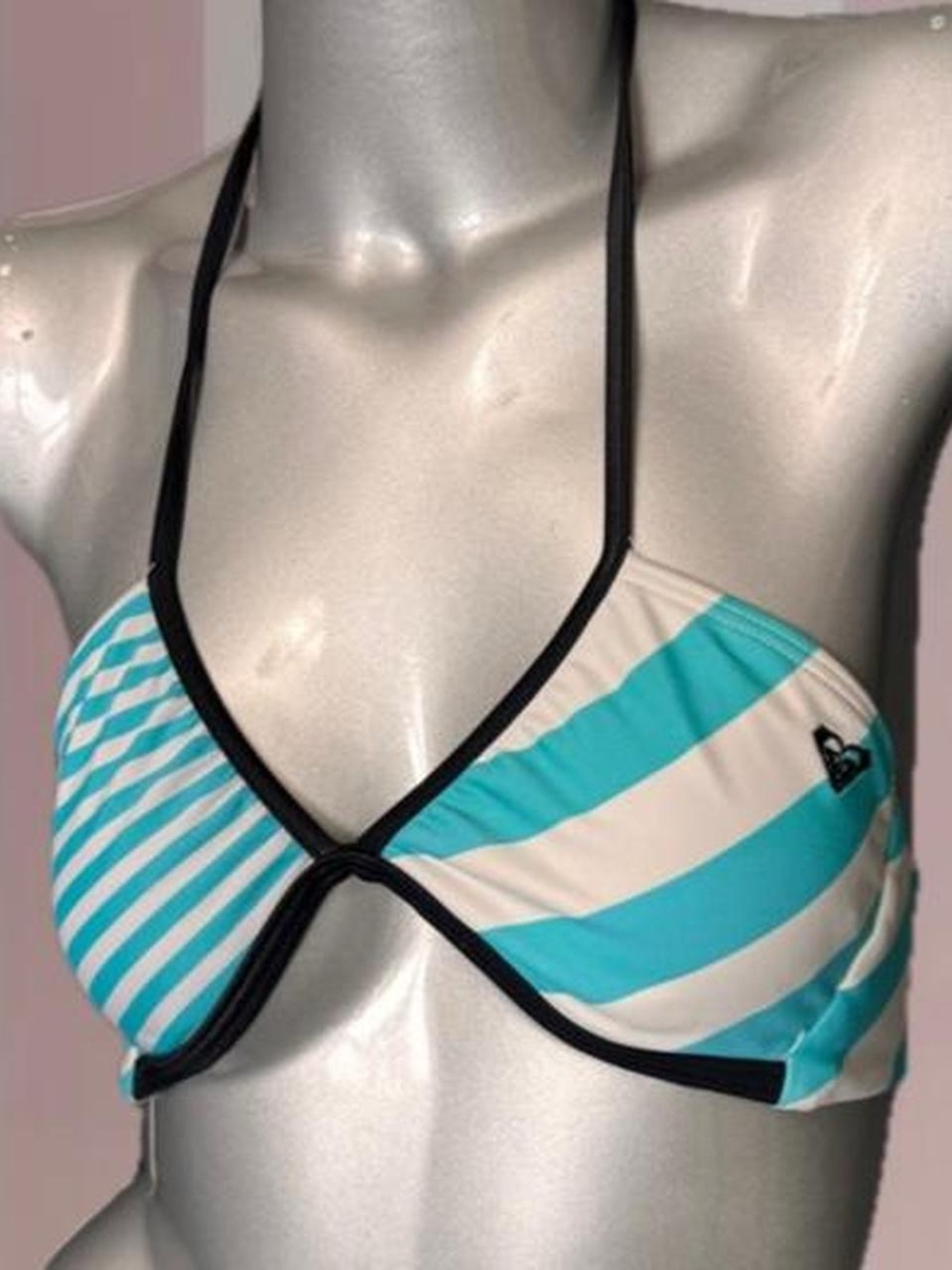 ROXY Y2K Blue/White Stripe Bikini Top